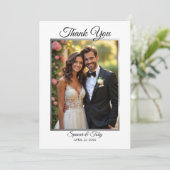 Foto Hochzeit Dankeschön-Karte | Silbergrenze Dankeskarte (Stehend Vorderseite)