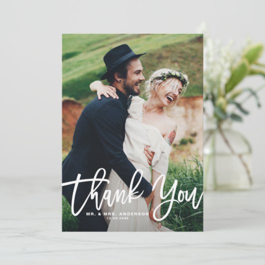 Foto-Hochzeit Dankeskarte (Stehend Vorderseite)