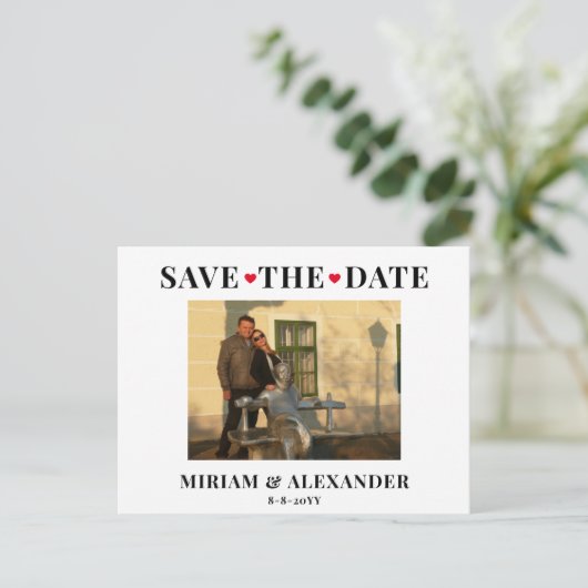 Foto Hochzeit Das Datum der Postkarte speichern (Stehend Vorderseite)