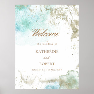 Foto Hochzeit der Wasserfarben-Küste Poster