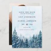 Foto Hochzeit des Pinienwaldes im Winter Save The Date (Vorne/Hinten)