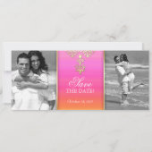 Foto Hochzeit Einladung Indianerpink Orange Gold (Rückseite)