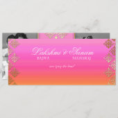 Foto Hochzeit Einladung Indianerpink Orange Gold (Vorne/Hinten)