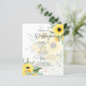 Foto Hochzeit Einladung mit Sonnenblumen (Stehend Vorderseite)