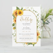 Foto Hochzeit Einladung mit Sonnenblumen (Stehend Vorderseite)