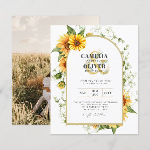 Foto Hochzeit Einladung mit Sonnenblumen