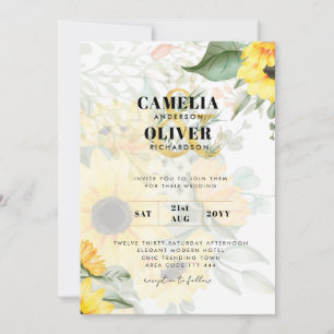 Foto Hochzeit Einladung mit Sonnenblumen
