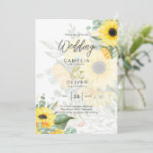 Foto Hochzeit Einladung mit Sonnenblumen (Stehend Vorderseite)