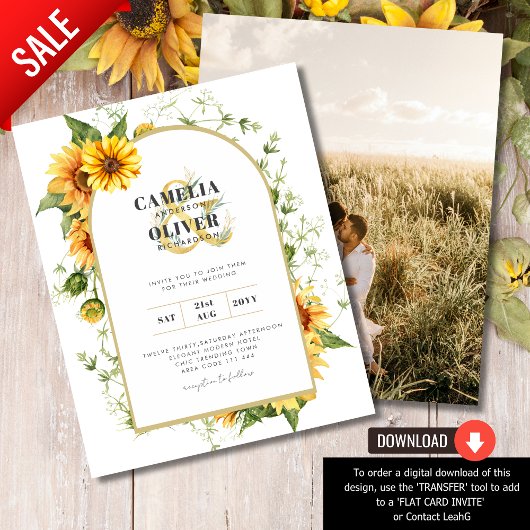 Foto Hochzeit Einladung mit Sonnenblumen Flyer