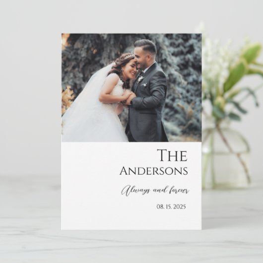 Foto Hochzeit Einladung modern minimalistisch (Stehend Vorderseite)