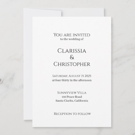 Foto Hochzeit Einladung modern minimalistisch (Rückseite)