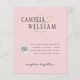 Foto Hochzeit Einladung QRCode UAWG Blush Pink Flyer