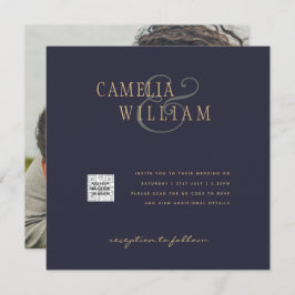 Foto Hochzeit Einladung QRCode UAWG Dark Blue