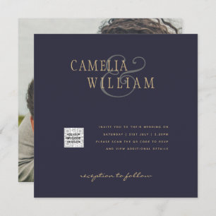 Foto Hochzeit Einladung QRCode UAWG Dark Blue