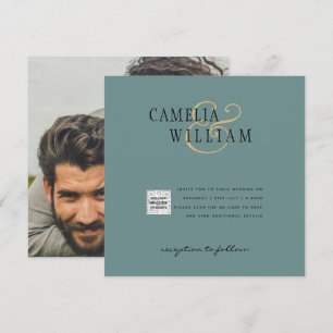 Foto Hochzeit Einladung QRCode UAWG Sage Green