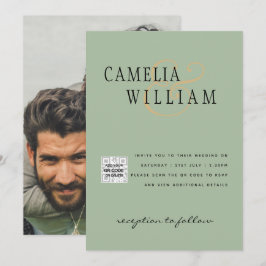 Foto Hochzeit Einladung QRCode UAWG Sage Green