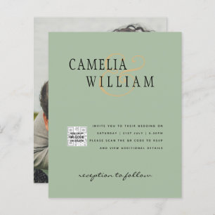 Foto Hochzeit Einladung QRCode UAWG Sage Green