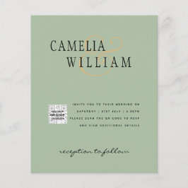 Foto Hochzeit Einladung QRCode UAWG Sage Green Flyer