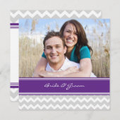 Foto Hochzeit Einladungen Grau Lila Zickzack (Vorne/Hinten)