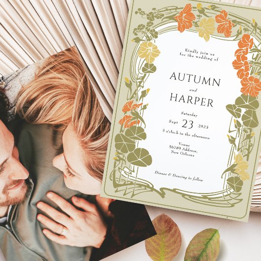 Foto Hochzeit Elegante Blumenzwerge Einladung