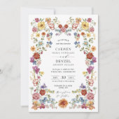 Foto Hochzeit im Boho Blumengarten Einladung (Vorderseite)