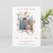 Foto Hochzeit im Winter mit Berries & White Roses Save The Date (Stehend Vorderseite)