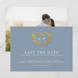 Foto Hochzeit in dunkelblauem Grau Save The Date