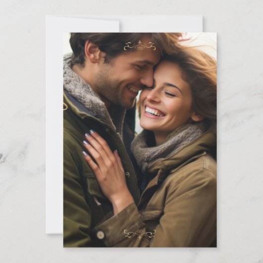 Foto-Hochzeit in Edelmetall Einladung (Rückseite)