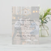 Foto-Hochzeit in Edelmetall Einladung (Stehend Vorderseite)