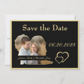 Foto-Hochzeit in Form von Gold und Schwarz Save The Date (Vorderseite)