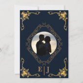 Foto-Hochzeit in klassischem Luxus Einladung (Rückseite)