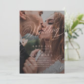 Foto Hochzeit in Rosa Einladung (Stehend Vorderseite)