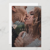 Foto Hochzeit in Rosa Einladung (Vorne/Hinten)