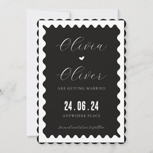 Foto-Hochzeit in Schwarz-Weiß Save The Date (Vorderseite)