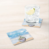 Foto-Hochzeit in Urlaubsort Rechteckiger Pappuntersetzer (Vor Ort)