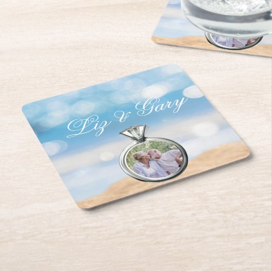 Foto-Hochzeit in Urlaubsort Rechteckiger Pappuntersetzer (angewinkelt)