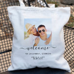 Foto Hochzeit in Urlaubsort Weekend Begrüßungsbeut Tragetasche<br><div class="desc">Herzlich willkommen auf Ihrer Hochzeit mit dieser hübschen,  minimalistischen Foto Tote Tasche.</div>