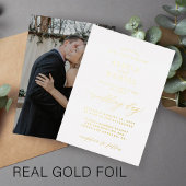 Foto-Hochzeit in Weiß und Gold Folieneinladung