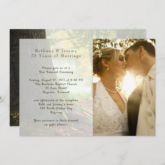 Foto Hochzeit Jahrestag Einladung (Vorne/Hinten)