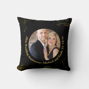 FOTO Hochzeit Jubiläum Black Gold Marmor Pillow Kissen