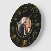 FOTO Hochzeit Jubiläum Black Gold Marmor Uhr (Winkel)