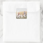 Foto Hochzeit Liebe Erste Ehe Quadratischer Aufkleber (Tasche)