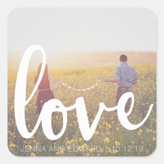 Foto Hochzeit Liebe Erste Ehe Quadratischer Aufkleber (Vorderseite)