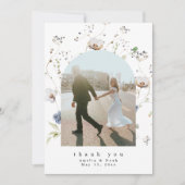 Foto Hochzeit mit Aquarellblumen Dankeschön-Karte Dankeskarte (Vorderseite)