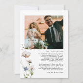 Foto Hochzeit mit Aquarellblumen Dankeschön-Karte Dankeskarte (Rückseite)