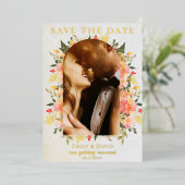 Foto-Hochzeit mit Aquarellblumen speichern Sie das Folieneinladung (Stehend vorne)