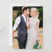 Foto Hochzeit mit blauen Blumen in Rosa Einladung (Rückseite)