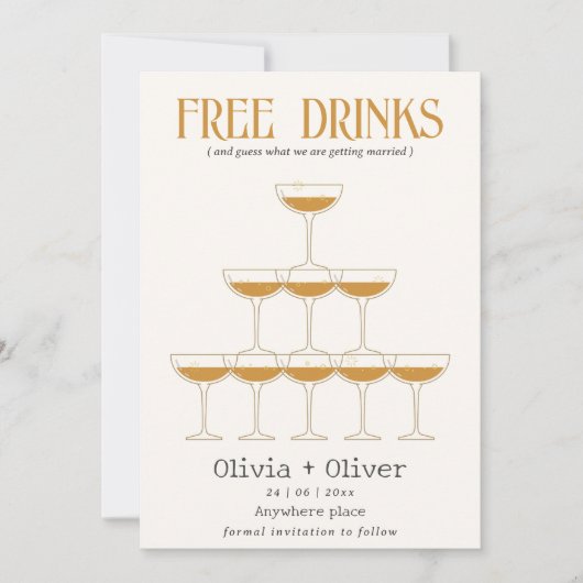 Foto-Hochzeit mit Cocktail-Drinks Save The Date (Vorderseite)