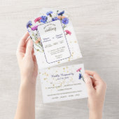 Foto Hochzeit mit farbenfrohen Cornblumen All In One Einladung (Abreißen)
