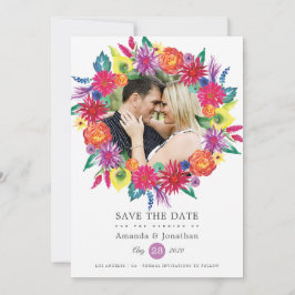 Foto Hochzeit mit floralen Aquarellen Save The Date